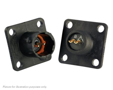 UTS08E2P Souriau Sunbank by Eaton, UTS 2 Way Flange Mount MIL Spec Circular Connector Receptacle, Pin Contacts,Shell Size 8,