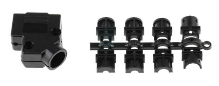 MHD45PPK9-K MH Connectors MHD45PPK Series ABS Angled D Sub Backshell, 9 Way, Strain Relief
