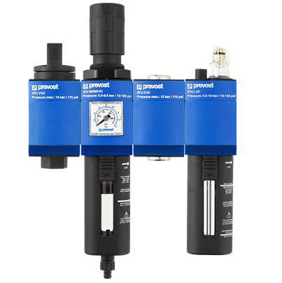 ATU-VBD2585103 PREVOST G 1/2 Filter Regulator Lubricator, Manual Drain, 25μm Filtration Size