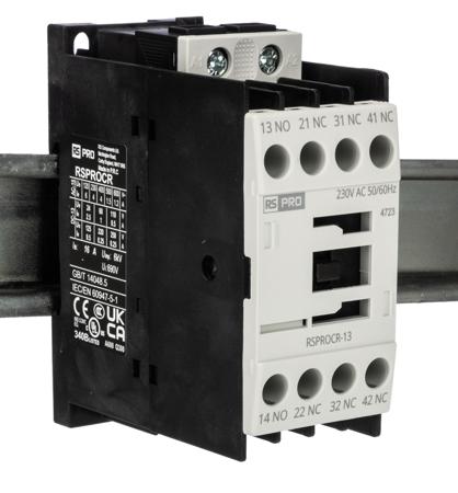 250-8866 RS PRO RSPROCR-13 Contactor, 230 V AC Coil, 1-Pole, 4 A, -, 3NO/1NC, 500 V