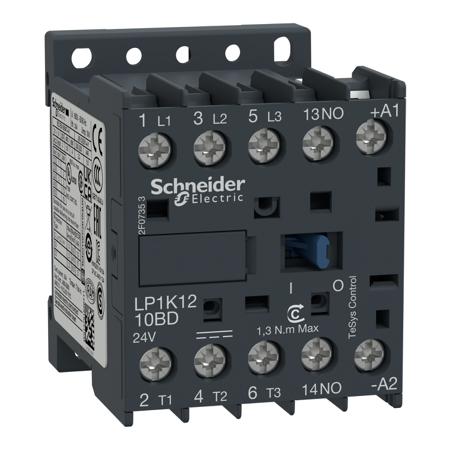 LP1K1210BD Schneider Electric TeSys K LP1K Contactor, 24 V dc Coil, 3-Pole, 12 A, 5.5 kW, 3NO, 690 V ac