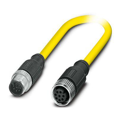1417921 Phoenix Contact Male 8 way Straight Plug M12 to Female 8 way Straight Socket M12 Sensor Actuator Cable, 3 m