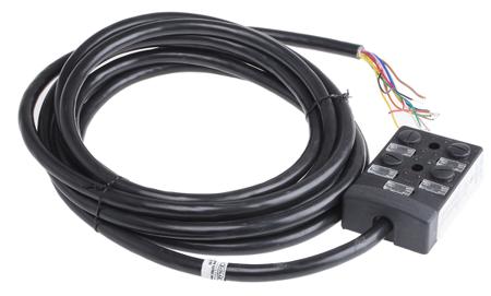 877-1176 RS PRO Sensor Box, M12, 5m cable, 5 way, 4 port