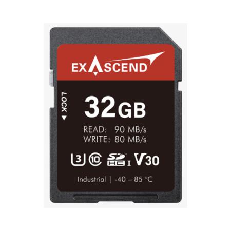 EX32GSDV30-IDE Exascend 32 GB Industrial SDHC SD Card, Class 10, UHS-1 (U3), V30