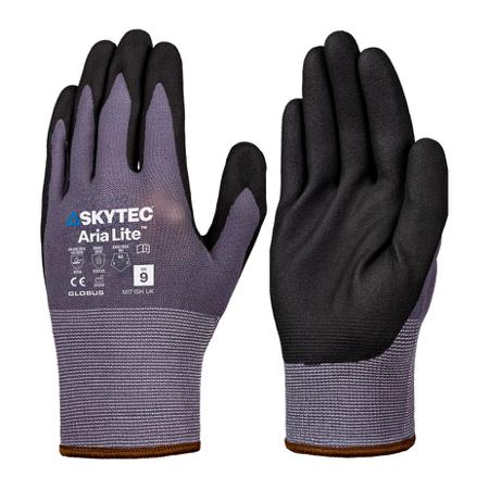 SKG00061FL Skytec Aria Lite Black, Grey Nylon, Spandex Abrasion Resistant, General Purpose Work Gloves, Size XXL, Nitrile Foam