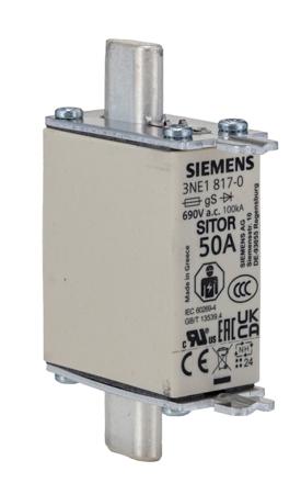 3NE1817-0 Siemens 50A 000 HLS Centred Tag Fuse, gR - gS, 690V ac