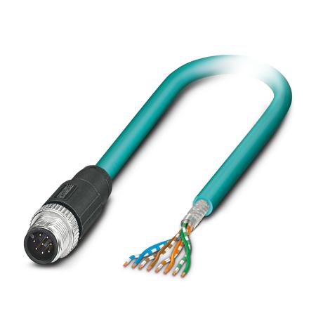 1408744 Phoenix ContactNBC-MS/ 10.0-94B SCO, 10m Cat5, Blue M12 to Male Unterminated Shielded, Terminated PUR Sheath