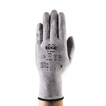 48711100 Ansell Grey HPPE, Spandex Cut Resistant Work Gloves, Size 10, Polyurethane Coating