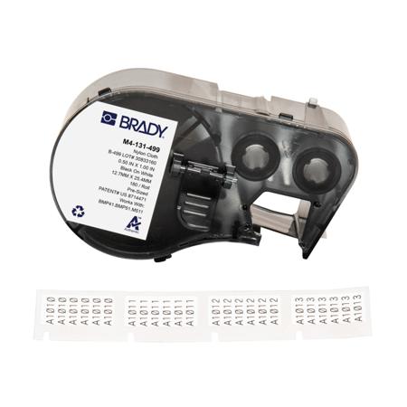 M4-131-499 Brady B-499 on Black on White Label, 25.40 mm Width