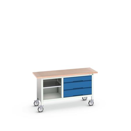 16923213.11 Bott, 3 Drawer Sheet Steel Floor Standing Storage Cabinet, 1500 x 600 x 830mm