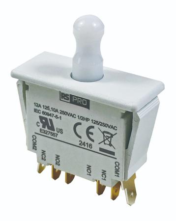 101-956 RS PRO Door Interlock Micro Switch, Plunger, DPDT 12A IP40, -37 → 85°C