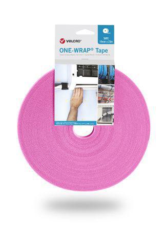 VEL-OW64109 Velcro Professional Series, Pink Polypropylene Cable Tie Assemblies25m x 10mm