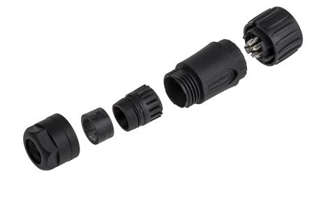 C016-30D006-100-12 Amphenol Connector, 6 + PE contacts Cable Mount Socket, Solder IP65, IP67