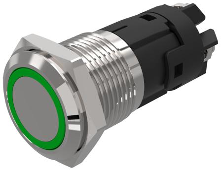 82-4552.2134 EAO 82 Series Illuminated Illuminated Push Button Switch, Latching, Panel Mount, 16mm Cutout, SPDT, Green LED, 240V,