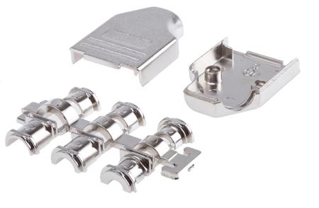 MHDM35-9-K MH Connectors MHDM35 Series Zinc Angled D Sub Backshell, 9 Way, Strain Relief