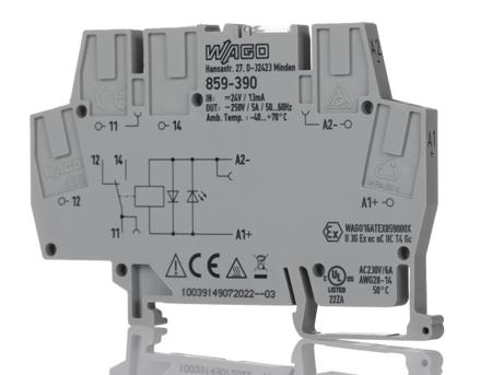859-390 WAGO 859 Series Interface Relay, DIN Rail Mount, 24V dc Coil, SPDT, 5A Load