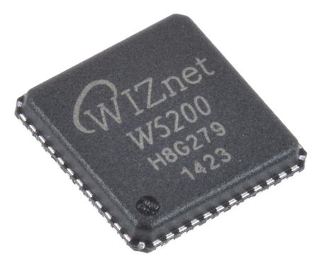 W5200 WIZnet Inc , Ethernet Controller, 10Mbps MDI/MDIX, SPI, 3.63 V, 48-Pin QFN