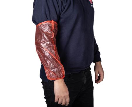 O0093 RS PRO Red Disposable Polythene Arm Protector for Liquid Splash Protection Use, 400mm Length