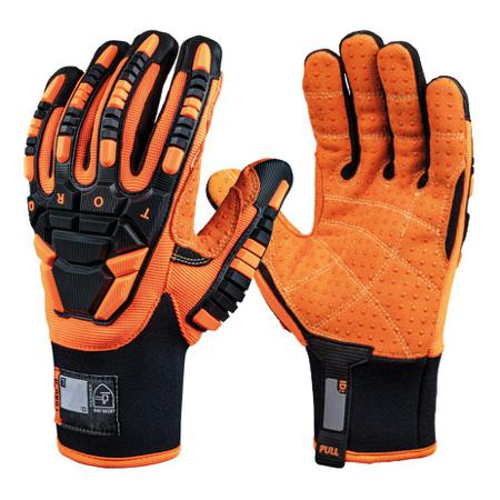 SKG00006GJ Skytec Torq Sirocco Black, Orange Polyester, Spandex, TPR Cut Resistant, Impact Protection Work Gloves, Size XL,
