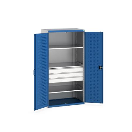 40021109-11V Bott 2 Door, 3 Drawer Sheet Steel Floor Standing Cupboard, 1050 X 650 X 2000mm