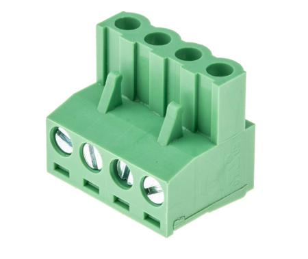 897-1216 RS PRO, 5.08mm Pitch, 4 Way, Right Angle, Pluggable Terminal Block, Plug, Through Hole, Screw Termination