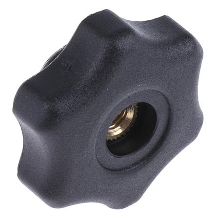 161-212 RS PRO Black Multiple Lobes Clamping Knob, M6, Threaded Through Hole