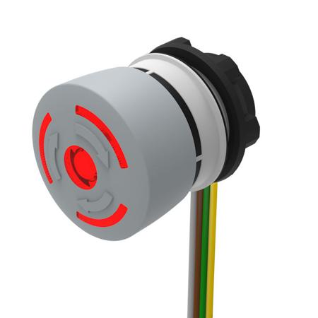 84-6221.2B40 EAO Twist Release Illuminated Emergency Stop Push Button, Panel Mount, 22.3mm Cutout, SPST, IP65, IP66, IP67