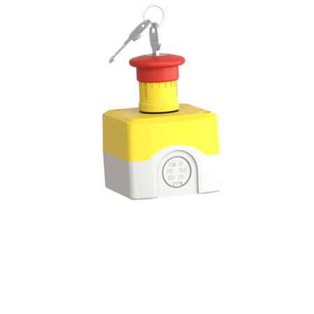 XALK188G Schneider Electric Harmony, Red/Yellow/Grey, Key Reset 40mm Mushroom Head Emergency Button