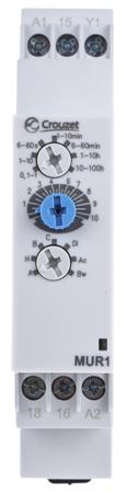 88827105 Crouzet DIN Rail Mount Timer Relay, 24 → 240 V ac, 24V dc, 1-Contact, 0.1 s → 100h, SPDT