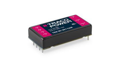 TEN-30-7223UIR TRACOPOWER TEN 30UIR DC-DC Converter, 15V dc/ 1A Output, 14 → 160 V dc Input, 30W, PCB Mount, +90°C Max Temp