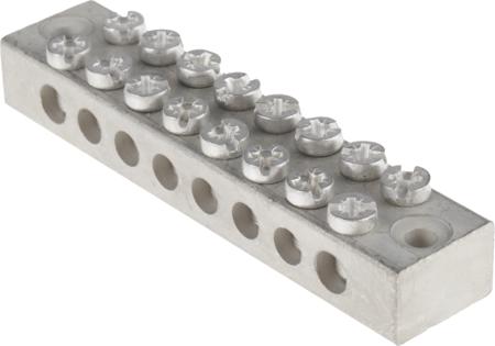 425-550 8 Way Double Screw Earth Terminal Block, Screw Down 0 → 16 mm², 85.72mm length, Grey