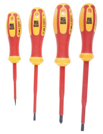 125-3092 RS Pro Screwdriver Set, 4 Piece - Insulated Phillips, Slotted