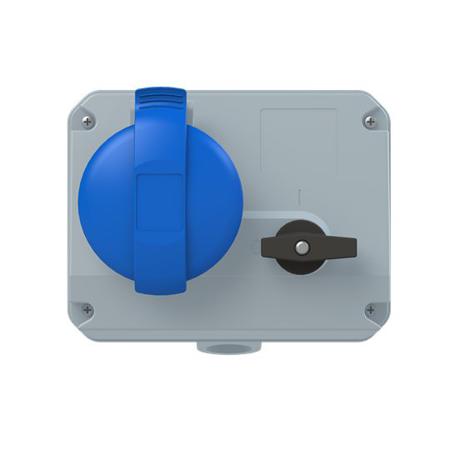 2CMA167669R1000-232MHS6 ABB Horizontal Switchable IP44 Industrial Interlock Socket 3P, Earthing Position 6h, 32A, 250 V