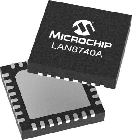 LAN8740A-EN-TR Microchip , Ethernet Transceiver, 1000Mbps MII, RMII, USB, 1.8 → 3.3 V, 32-Pin VQFN