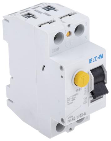 236750-PXF-40-2-03-A Eaton 1P+N, 40A RCD Switch, Trip Sensitivity 300mA, Type A, DIN Rail Mount