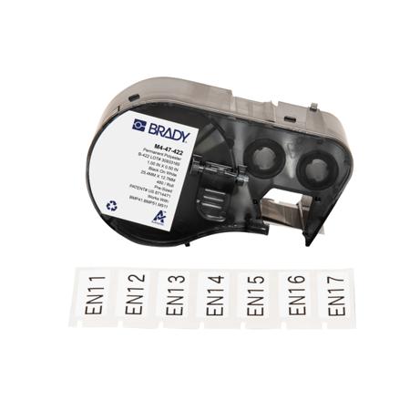 M4-47-422 Brady B-422 on Black on White Label, 25.40 mm Width