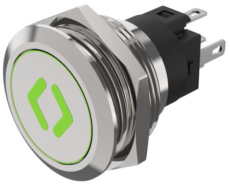 82-6151.1A34.B006 EAO 82 Series Illuminated Illuminated Push Button Switch, Momentary, Panel Mount, 22.3mm Cutout, SPDT, Green LED, 240V,