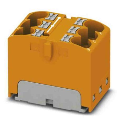 3273808 Phoenix Contact Distribution Block, 6 Way, 0.2 → 6mm², 32A, 630 V, Orange