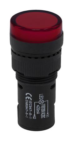 909-2452 RS Pro Red LED Pilot Light, 16mm Cutout, IP40, Round, 120 V ac/dc, 20 mA