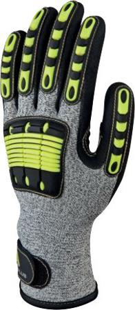 VV910JA08 Delta Plus EOS NOCUT VV909 Black, Grey, Yellow Cut Resistant Work Gloves, Size 8, Nitrile Coating