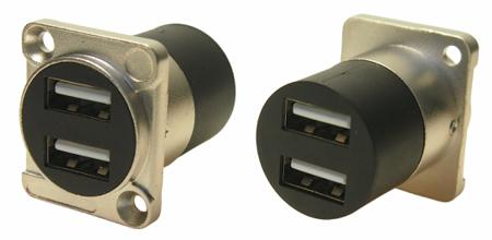 282-834 RS PRO Straight, Panel Mount, Female to Male- Dual Port Type USB 2.0 2 USB Connector