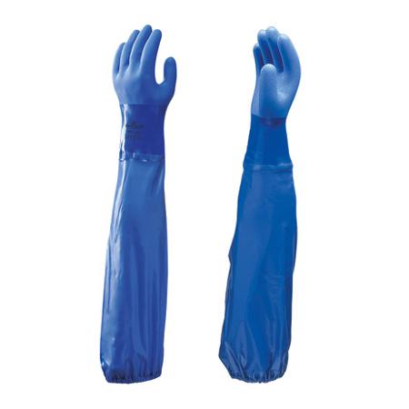 SHO6903 Showa 690 Blue Cotton Chemical Resistant Work Gloves, Size Large, PVC Coating