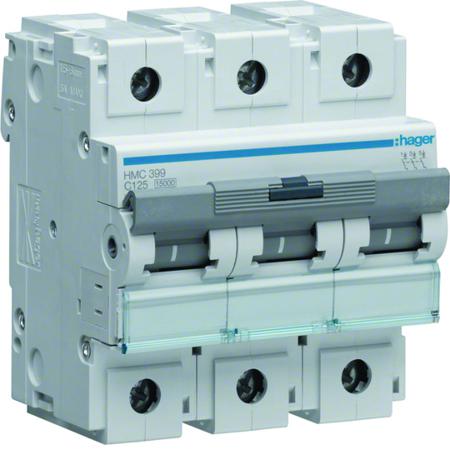 HMC399 Hager HMC MCB, 3P, 125A, 400V AC, 15 Breaking Capacity