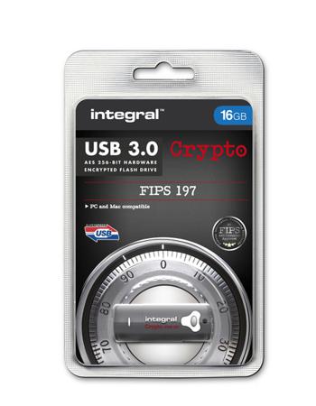 INFD16GCRY3.0197 Integral Memory Crypto 16 GB USB 3.0 Hardware Encrypted Flash Drive