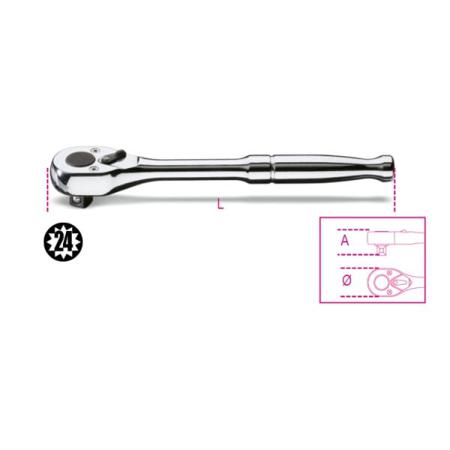 910M/55 BETA  3/8 in Round Ratchet with Metal Handle, 178 mm Overall