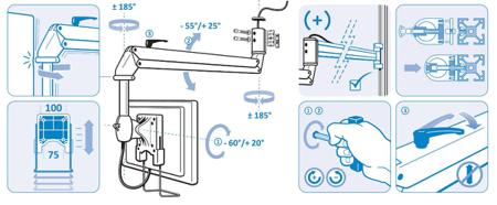 250-0433 RS PRO Monitor Arm, Max 30in Monitor With Extension Arm