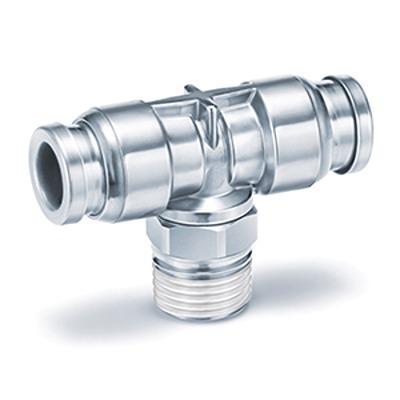 KQG2T06-M5 SMC Pneumatic Tee Threaded-to-Tube Adapter, M5 x 0.8 Male x 6mm x 6mm, 3 (Proof) MPa, 1 MPa