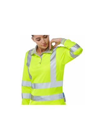 P702-18 PULSAR P702 Yellow Women Hi Vis Polo Shirt, 41 → 43in
