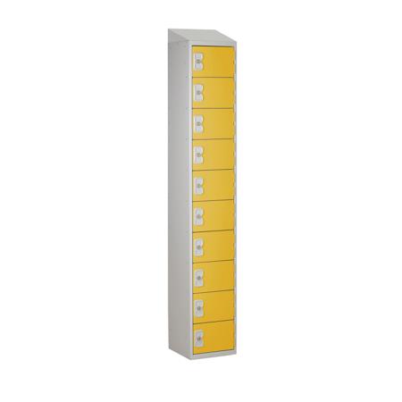 213-822 RS PRO 10 Door No Steel Light Grey, Yellow Locker, 1800 mm x 300 mm x 380mm