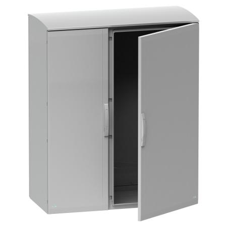 NSYPLAT15123G Schneider Electric Thalassa Series Fibreglass Reinforced Polyester Double-Door-Door Floor Standing Enclosure, Opaque